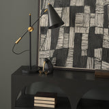 Fragon II Black/Gold Metal Adjustable Cone Shade Table Lamp by Mercana at Eve Furniture