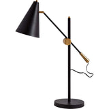 Fragon II(26"H) Black/Gold Metal Adjustable Cone Shade Table Lamp by Mercana at Eve Furniture