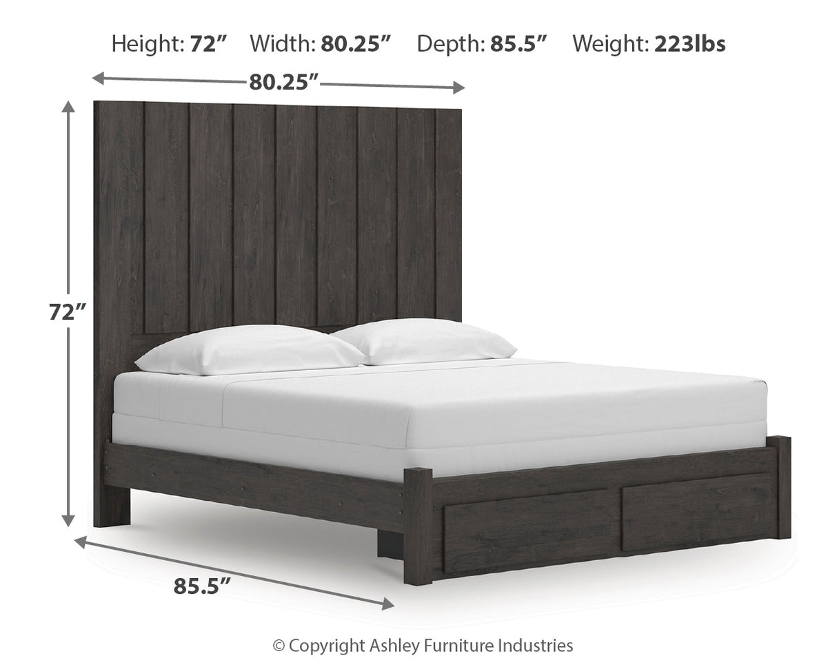 Fraluna Charcoal King Panel Storage Bed by Ashley at Eve Furniture
