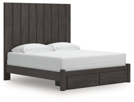 Fraluna Charcoal King Panel Storage Bed by Ashley at Eve Furniture