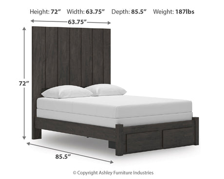 Fraluna Charcoal Queen Panel Storage Bed by Ashley at Eve Furniture