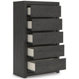 Fraluna Charcoal Storage Panel Bedroom Set with 2 Footboard Drawers by Ashley at Eve Furniture
