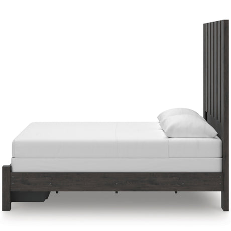Fraluna Charcoal Storage Panel Bedroom Set with 2 Footboard Drawers by Ashley at Eve Furniture