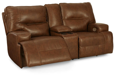 [Special Price] Francesca Auburn Power Reclining Loveseat with Console by Ashley at Eve Furniture