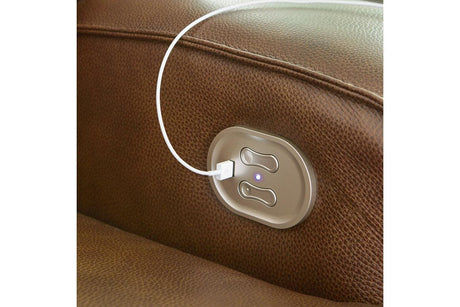 [Special Price] Francesca Auburn Power Reclining Loveseat with Console by Ashley at Eve Furniture