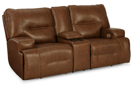 [Special Price] Francesca Auburn Power Reclining Loveseat with Console by Ashley at Eve Furniture
