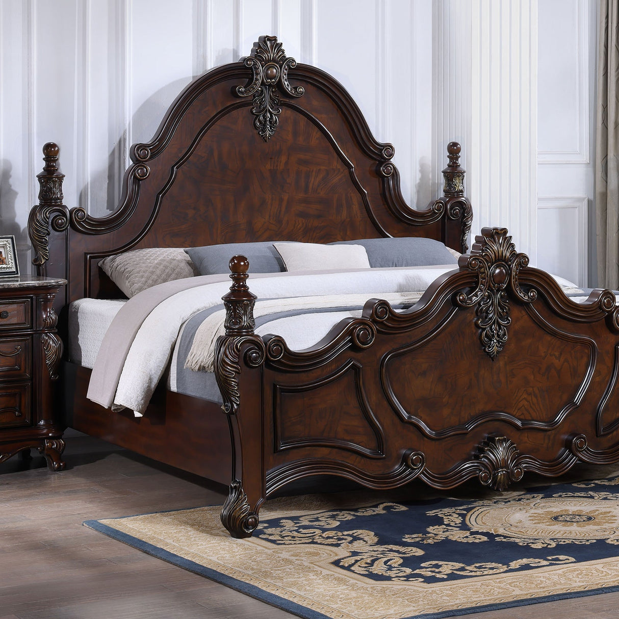 Francione Dark Cherry 5-Piece Queen Bedroom Set by Furniture of America at Eve Furniture