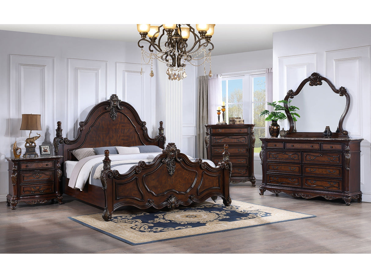 Francione Dark Cherry 5-Piece Queen Bedroom Set by Furniture of America at Eve Furniture