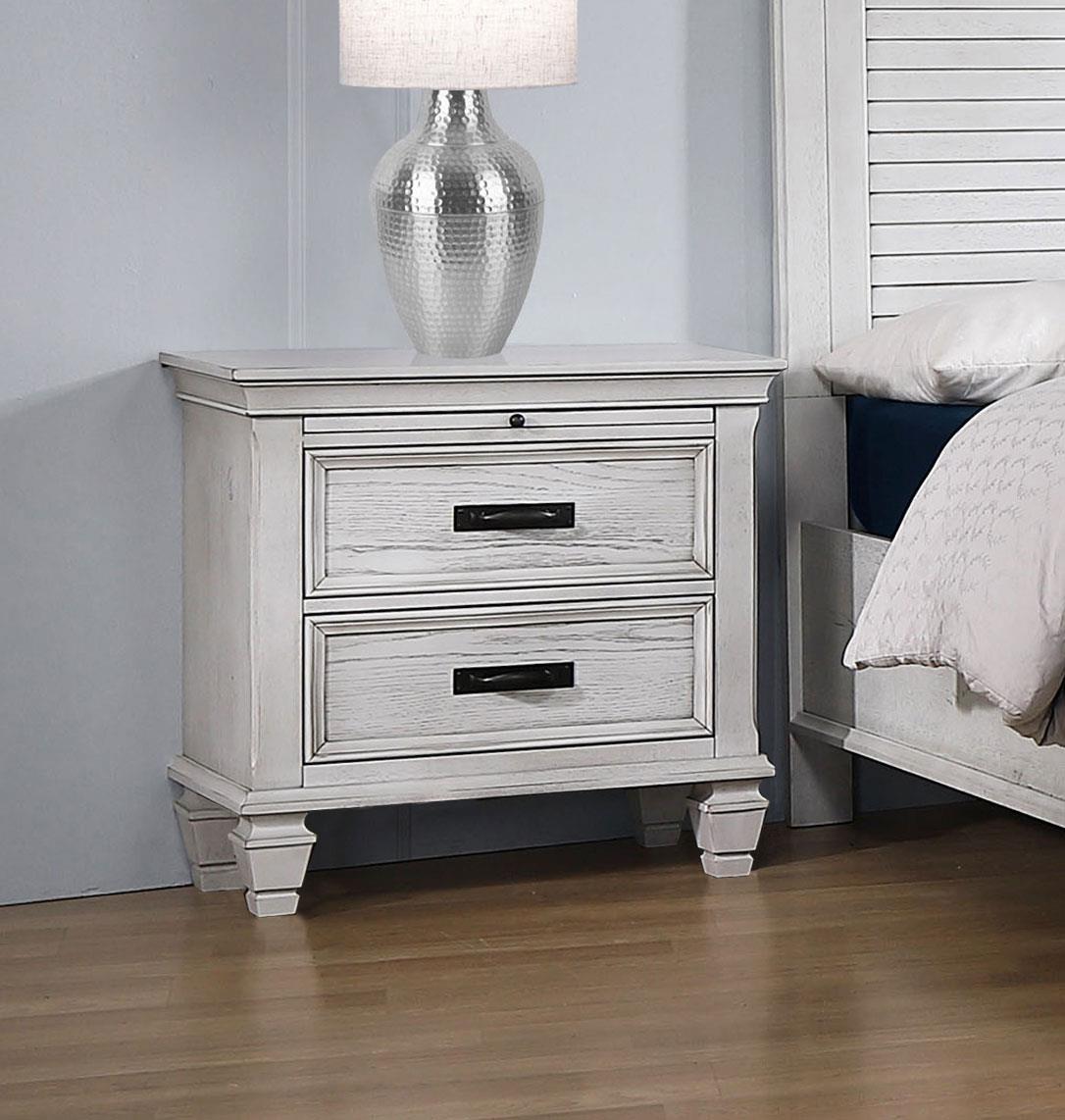 Franco 2-Drawer Nightstand Antique White