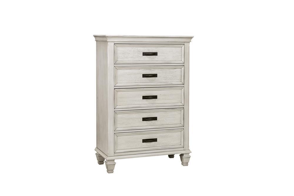 Franco Antique White 5-Drawer Chest