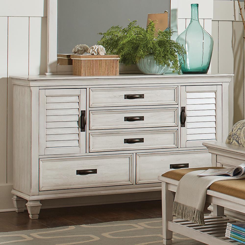 Franco Antique White 5-Drawer Dresser