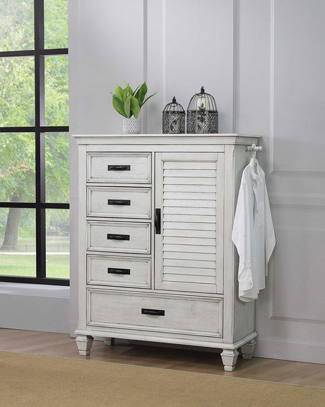 Franco Antique White 5-Drawer Door Chest by Coaster at Eve Furniture