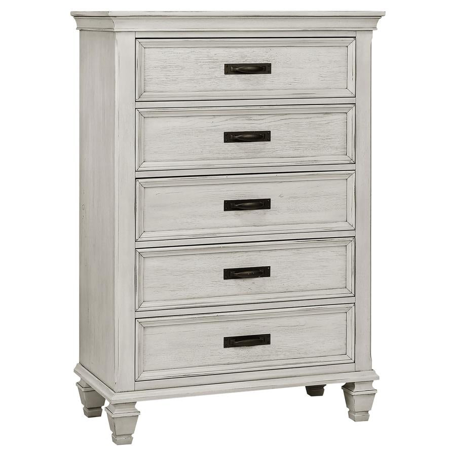 Franco Antique White 5-Piece Eastern King Storage Bedroom Set by Coaster at Eve Furniture