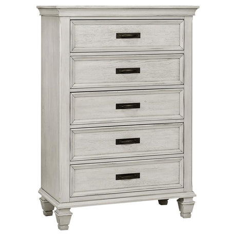 Franco Antique White 5-Piece Eastern King Storage Bedroom Set by Coaster at Eve Furniture