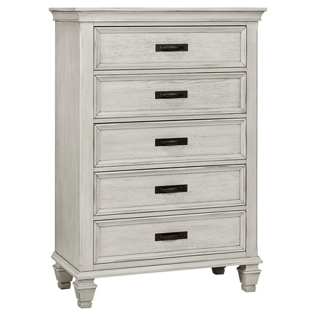 Franco Antique White 5-Piece Eastern King Storage Bedroom Set by Coaster at Eve Furniture