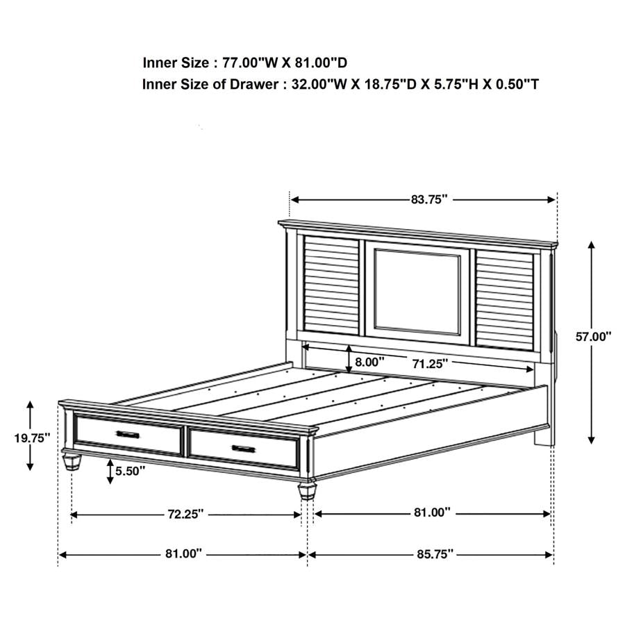 Franco Antique White 5-Piece Eastern King Storage Bedroom Set by Coaster at Eve Furniture