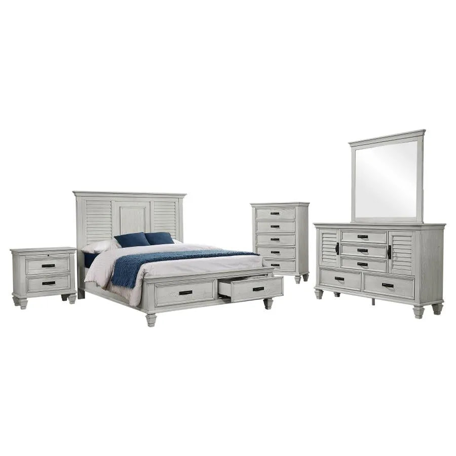 Franco Antique White 5-Piece Queen Storage Bedroom Set by Coaster at Eve Furniture