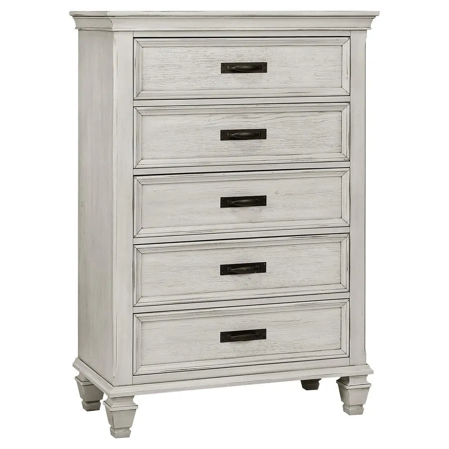 Franco Antique White 5-Piece Queen Storage Bedroom Set by Coaster at Eve Furniture