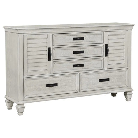 Franco Antique White 5-Piece Queen Storage Platform Bedroom Set by Coaster at Eve Furniture