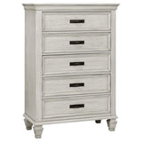 Franco Antique White 5-Piece Queen Storage Platform Bedroom Set by Coaster at Eve Furniture