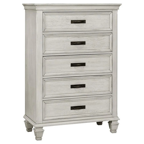 Franco Antique White 5-Piece Queen Storage Platform Bedroom Set by Coaster at Eve Furniture