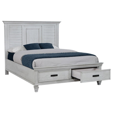 Franco Antique White Eastern King Storage Bed by Coaster at Eve Furniture