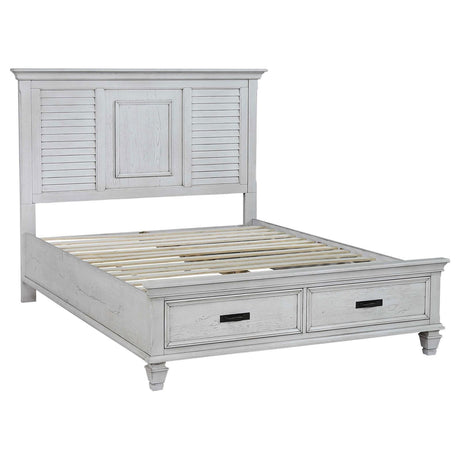 Franco Antique White Eastern King Storage Bed by Coaster at Eve Furniture