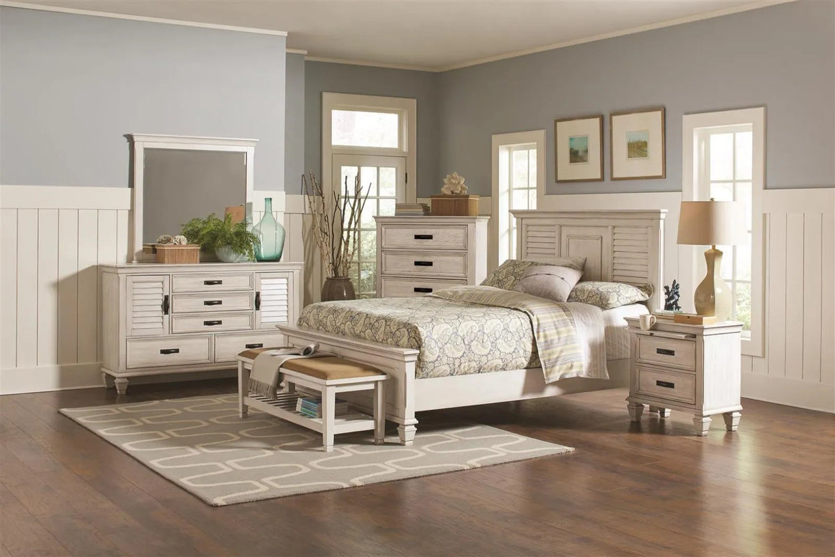 Franco Antique White Queen Panel Bed by Coaster at Eve Furniture