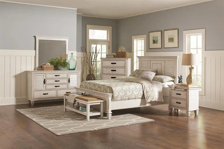 Franco Antique White Queen Panel Bed by Coaster at Eve Furniture