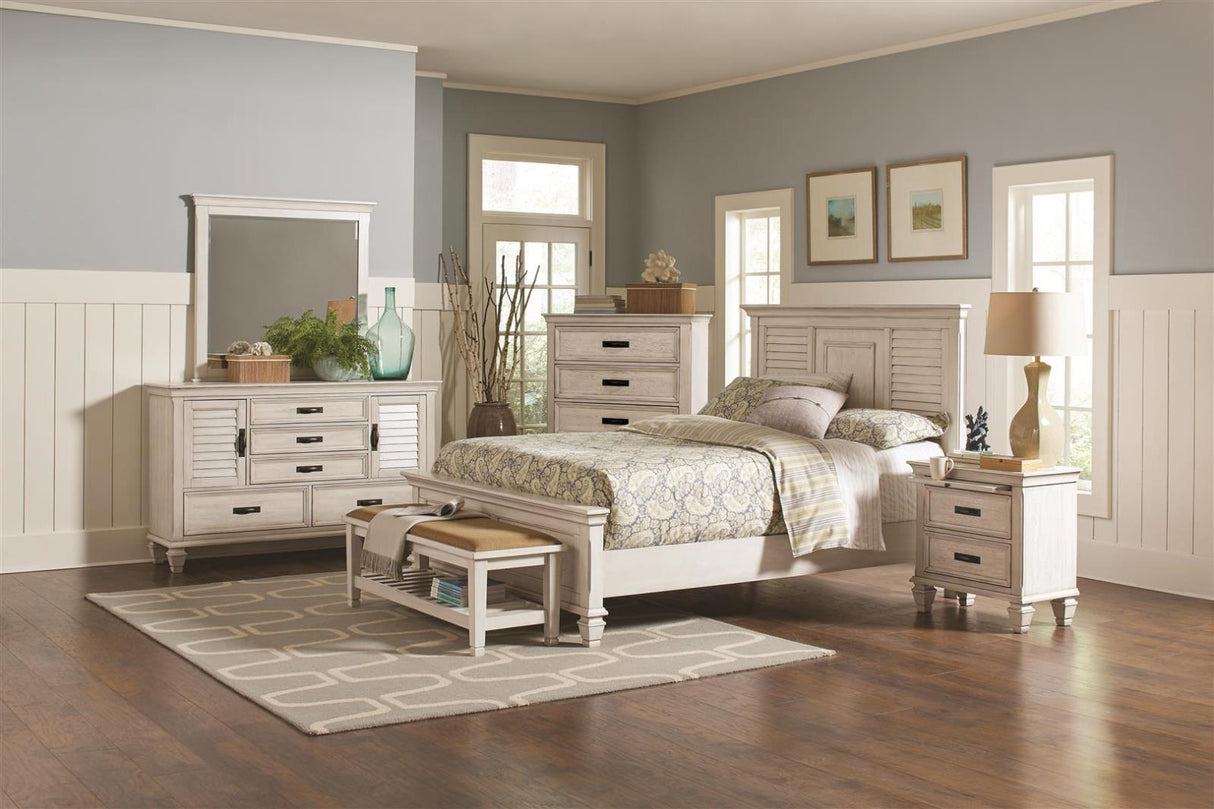 Franco Antique White Panel Bedroom Set