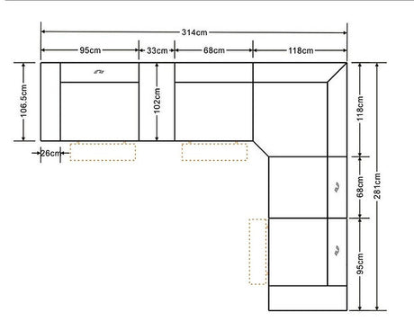 Franco Carmel 7-Piece 3 Power Reclining Sectional by New Era Innovations at Eve Furniture
