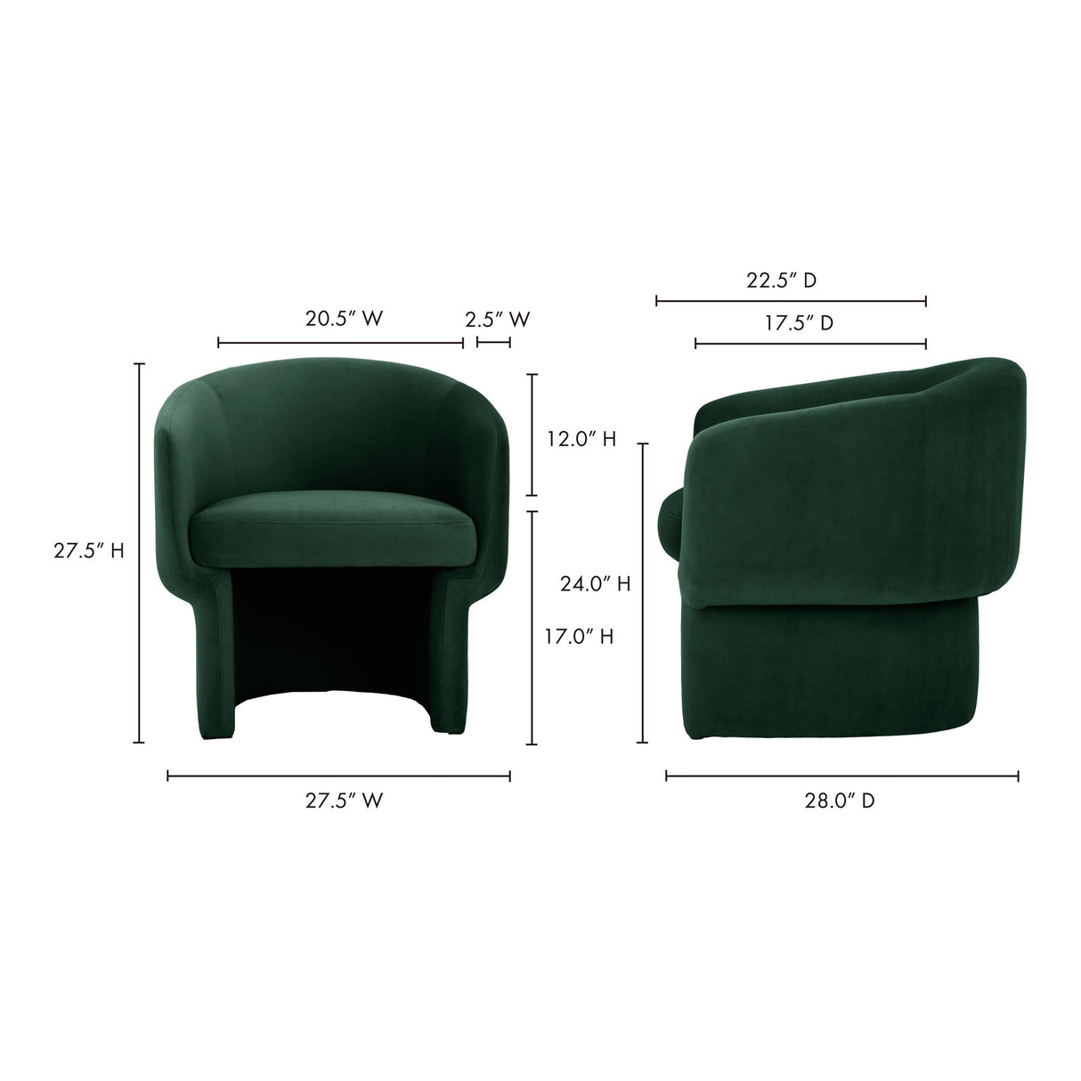 Franco Dark Green Chair by Moe's Home at Eve Furniture