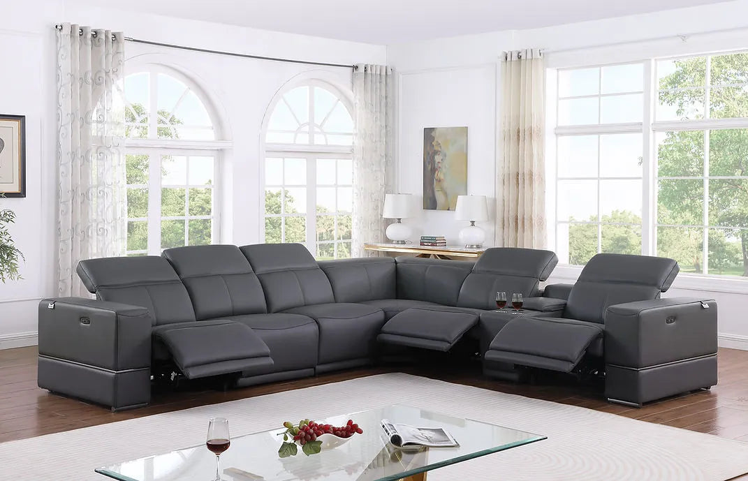 Franco Dark Grey 6-Piece 2 Power Reclining Sectional by New Era Innovations at Eve Furniture