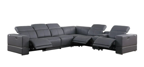 Franco Dark Grey 6-Piece 2 Power Reclining Sectional by New Era Innovations at Eve Furniture
