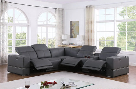 Franco Dark Grey 6-Piece 2 Power Reclining Sectional by New Era Innovations at Eve Furniture