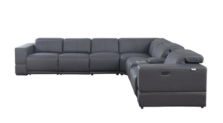 Franco Dark Grey 7-piece 3 Power Reclining Sectional by New Era Innovations at Eve Furniture