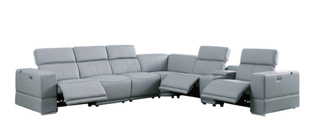 Franco II 7- Piece Light Blue (3 Powers Head/Foot) Sectional by New Era Innovations at Eve Furniture