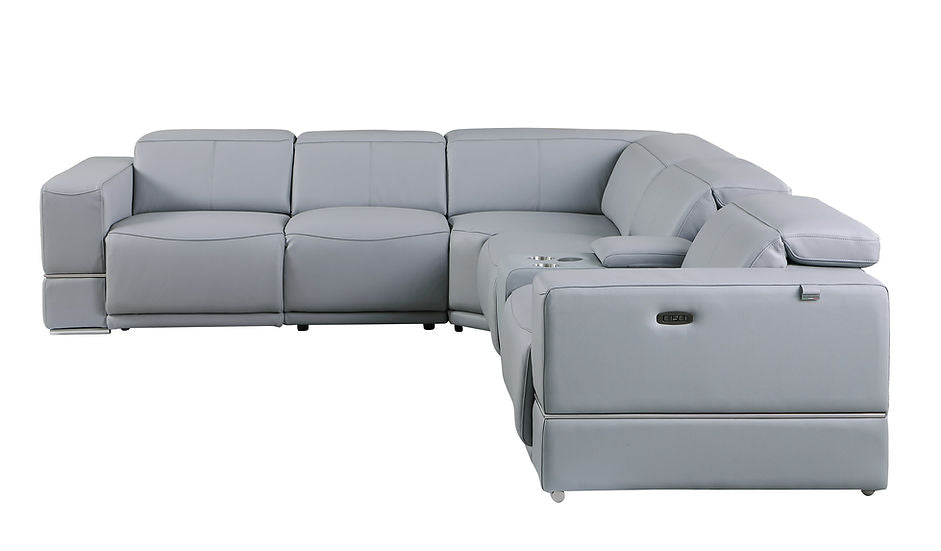 Franco Light Blue 6-Piece 2 Power Reclining Sectional [ Special Price ] by New Era Innovations at Eve Furniture