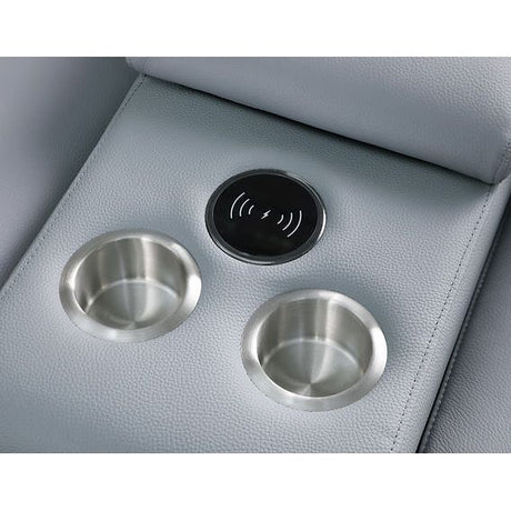 Franco Light Blue 7-Piece 3 Power Reclining Sectional by New Era Innovations at Eve Furniture