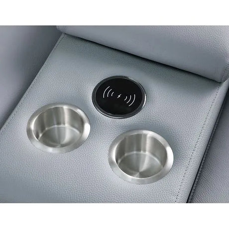 Franco Light Blue 7-Piece 3 Power Reclining Sectional by New Era Innovations at Eve Furniture