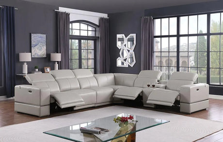 Franco Light Grey 6-Piece 2 Power Reclining Sectional by New Era Innovations at Eve Furniture