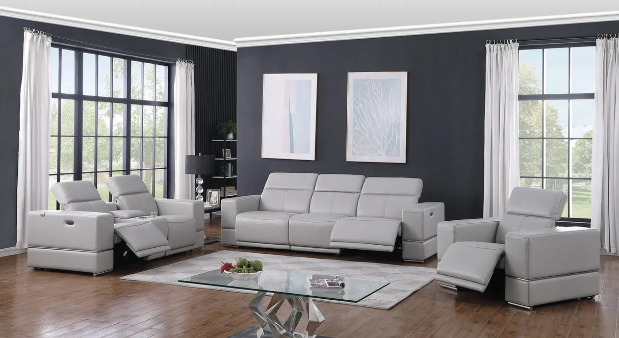 Franco Light Blue Power Reclining Living Room Set by New Era Innovations at Eve Furniture