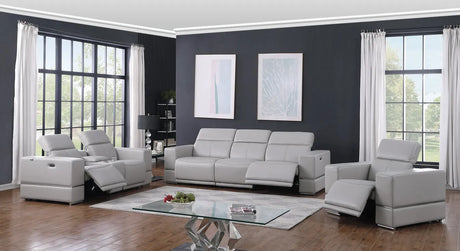 Franco Light Blue Power Reclining Living Room Set by New Era Innovations at Eve Furniture