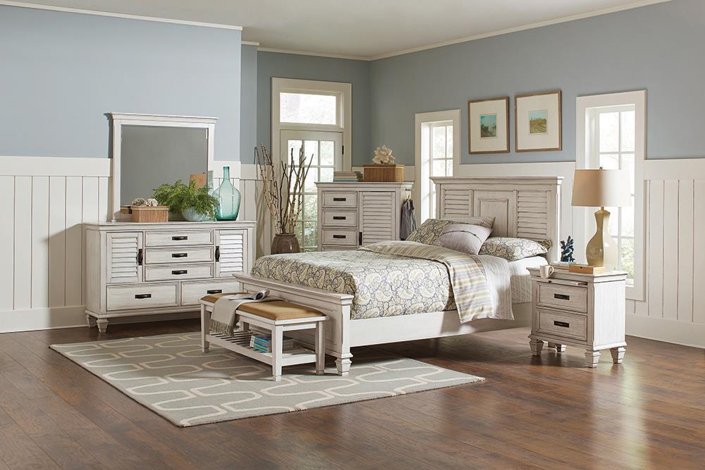 Franco Antique White 5-Piece Eastern King Storage Bedroom Set