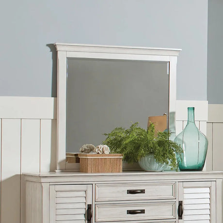 Franco White Antique Rectangular Mirror by Coaster at Eve Furniture