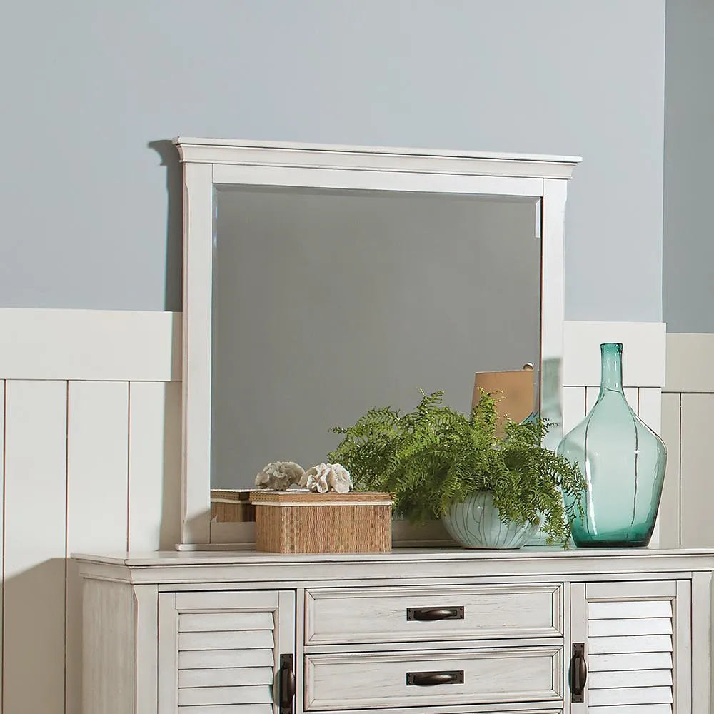 Franco White Antique Rectangular Mirror by Coaster at Eve Furniture