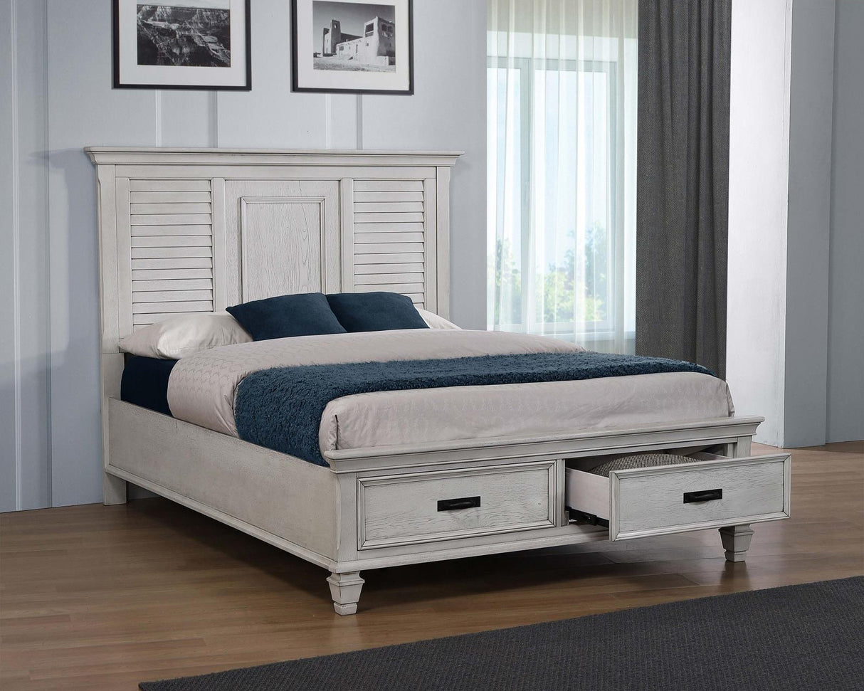 Franco Antique White Queen Storage Bed by Coaster at Eve Furniture