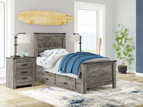 Frandern Black/Gray Twin Storage Platform Bed with 2 Drawers by Ashley at Eve Furniture