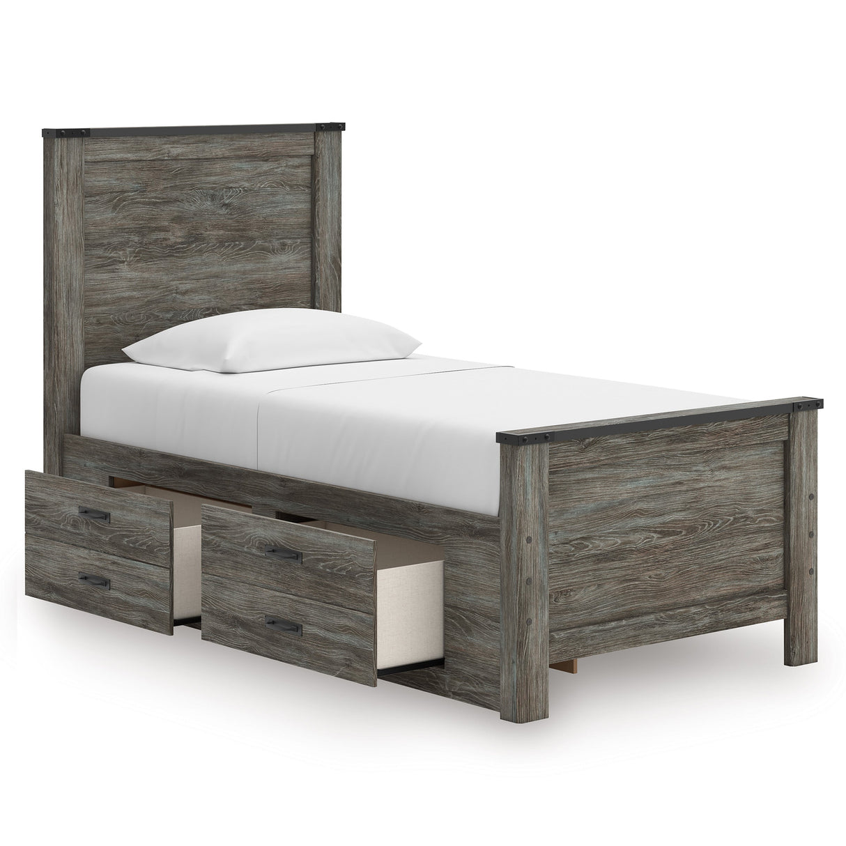 Frandern Black/Gray Twin Storage Platform Bed with 2 Drawers by Ashley at Eve Furniture