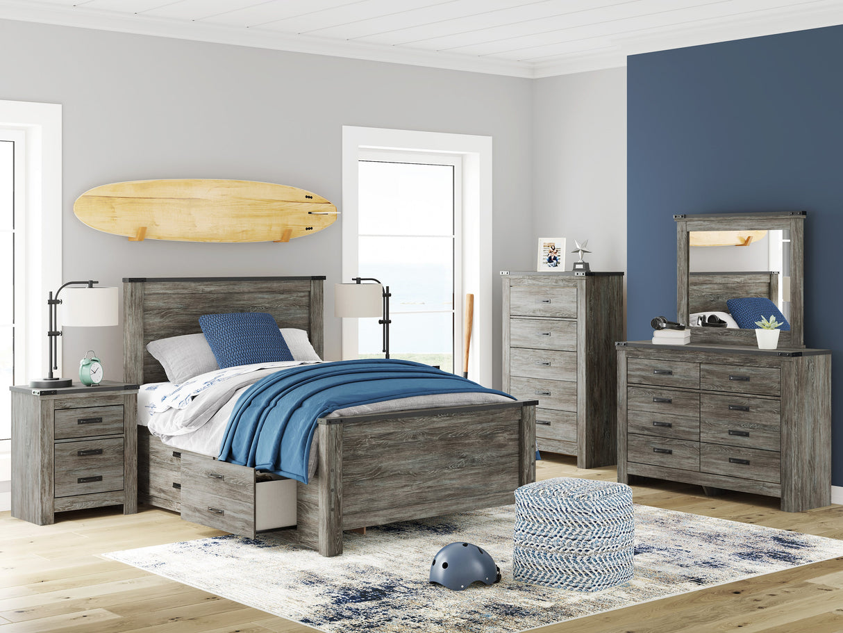 Frandern Black/Gray Youth Storage Platform Bedroom Set with 2 Drawers by Ashley at Eve Furniture